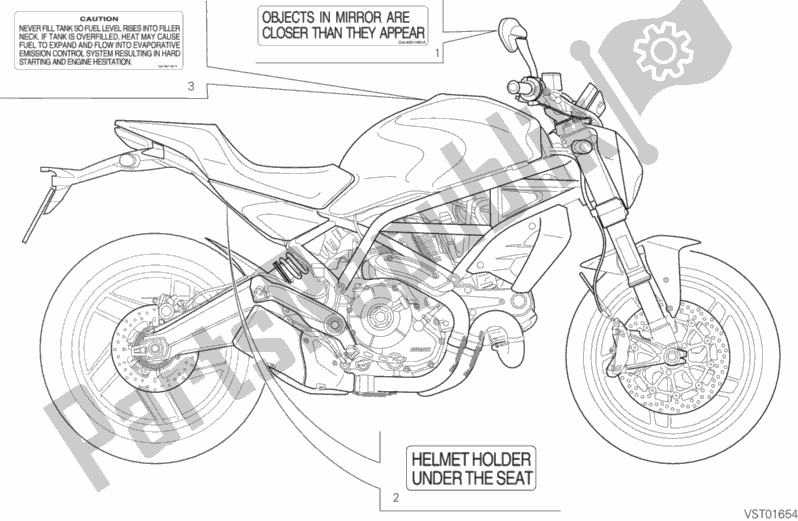 All parts for the Positioning Plates of the Ducati Monster 797 Thailand USA 2019